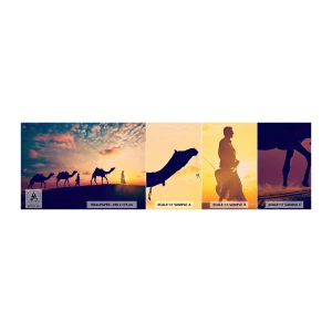 Fotobehang Monster Zelfklevend Deluxe Sticker - De mysterieuze geest van het Oosten - Landschap, Woestijn, Kameel - 100x30 cm