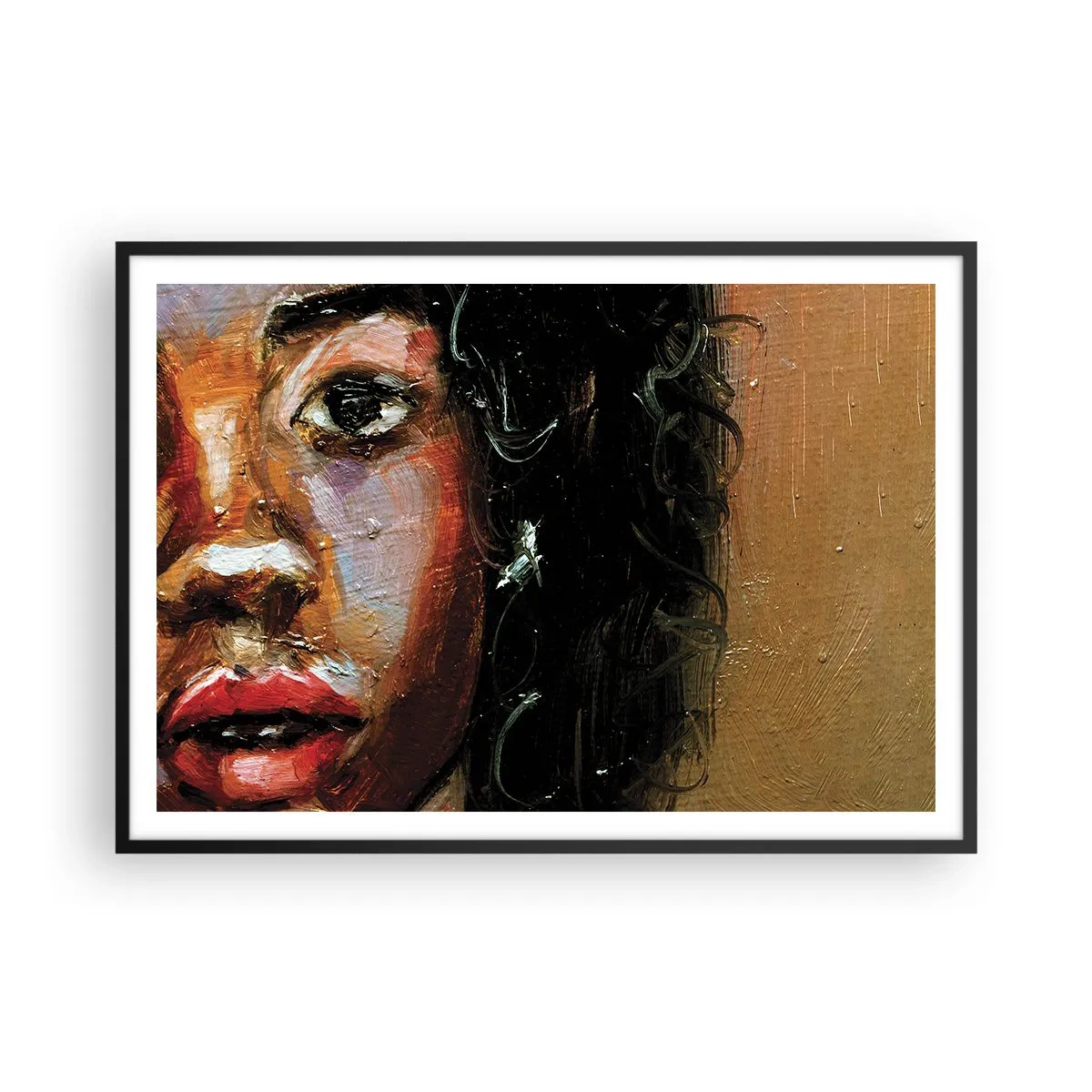 Poster in een zwarte lijst - Zwart en gloed - 100x70 cm