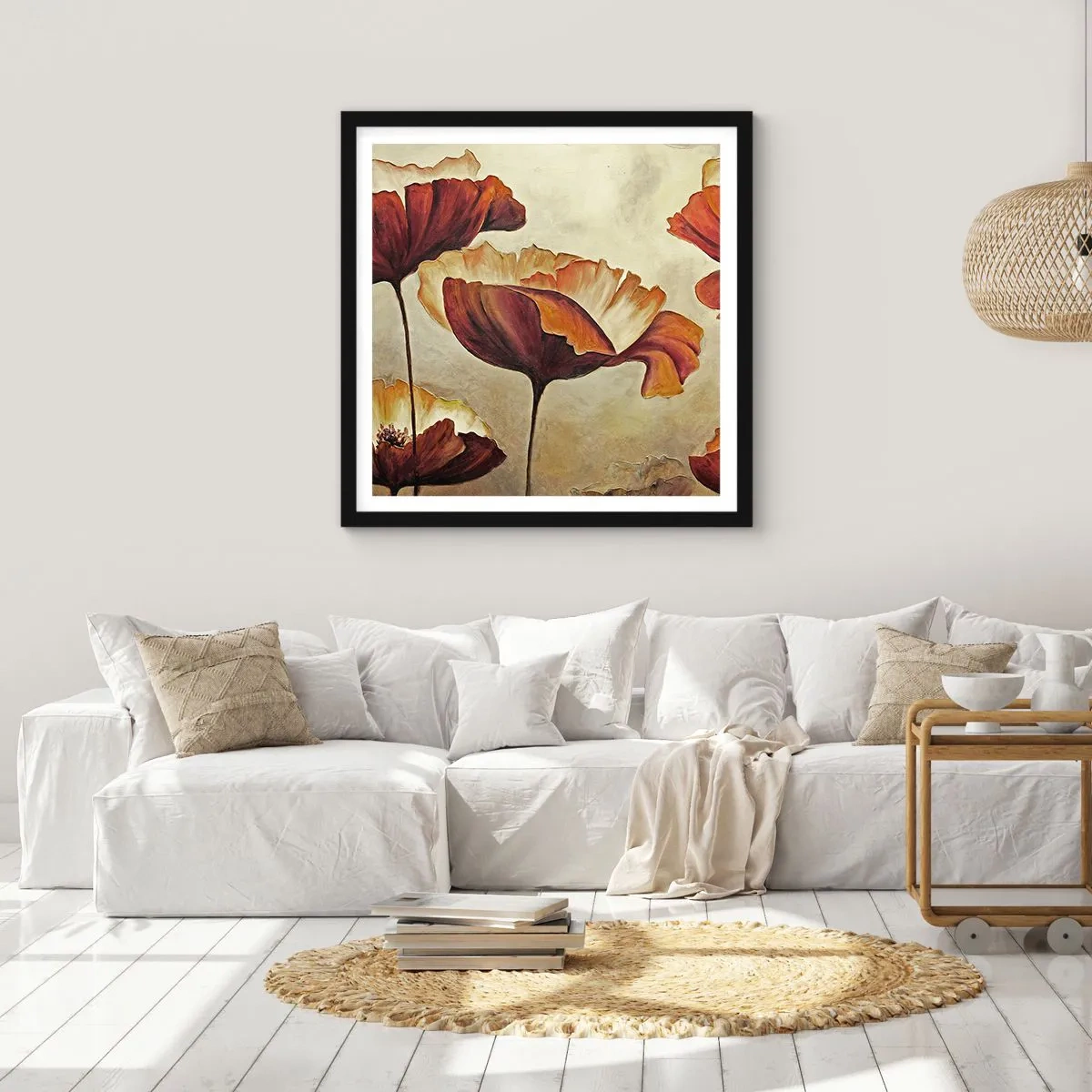 Poster in een zwarte lijst - Golvend weiland - 40x40 cm