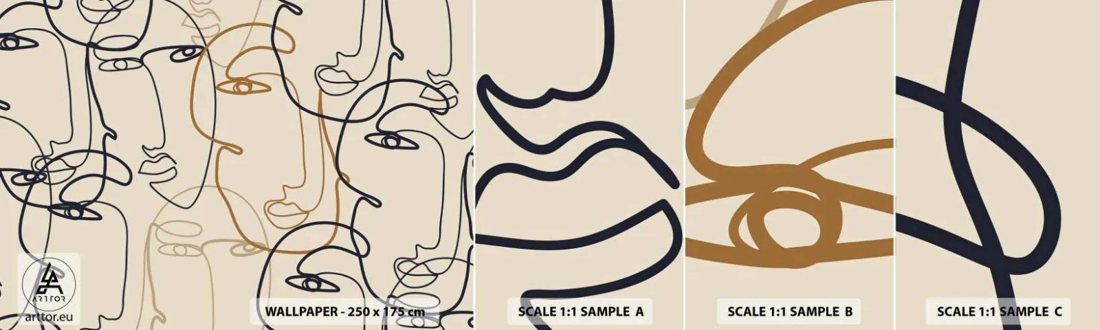 Fotobehang Staaltje Standard Eco - Het portret is vermenigvuldigd - Abstractie, Gezicht, Grafisch - 100x30 cm