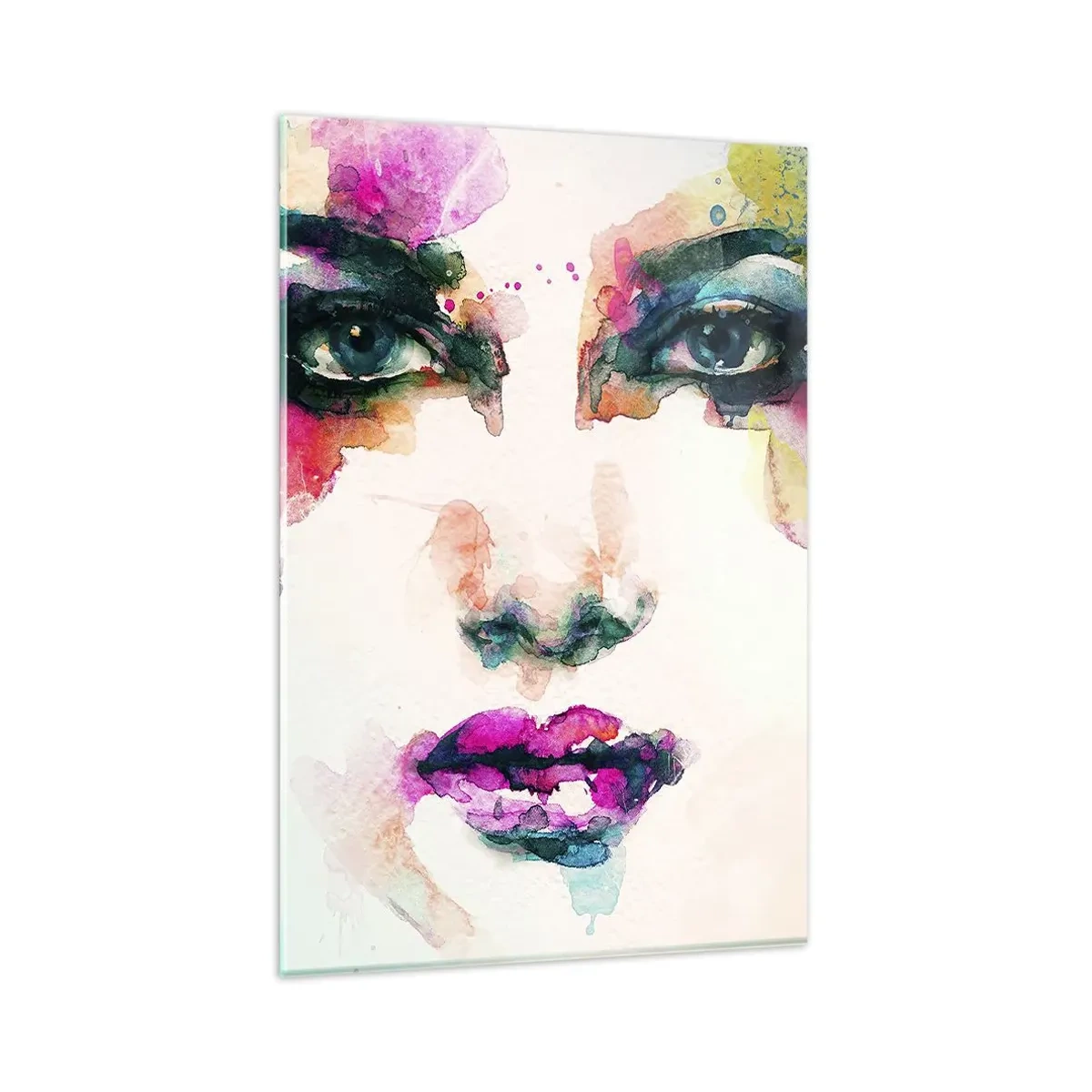 Schilderen op glas - Een portret geschilderd met een regenboog - 80x120 cm