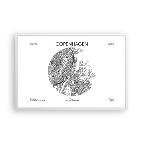 Poster in een witte lijst - Anatomie van Kopenhagen - 91x61 cm