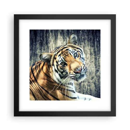 Poster in een zwarte lijst - Portret in stromen van licht - 30x30 cm