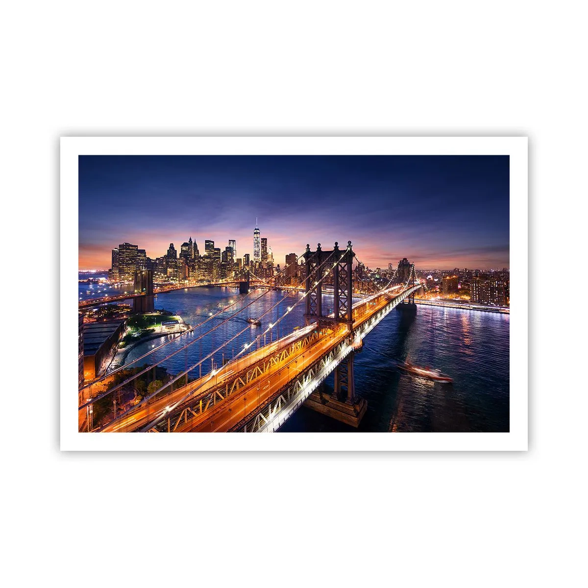 Poster - Een stralende brug naar het hart van de stad - 91x61 cm