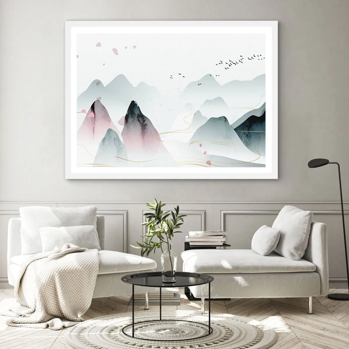 Poster in een witte lijst - Over de toppen - 40x30 cm