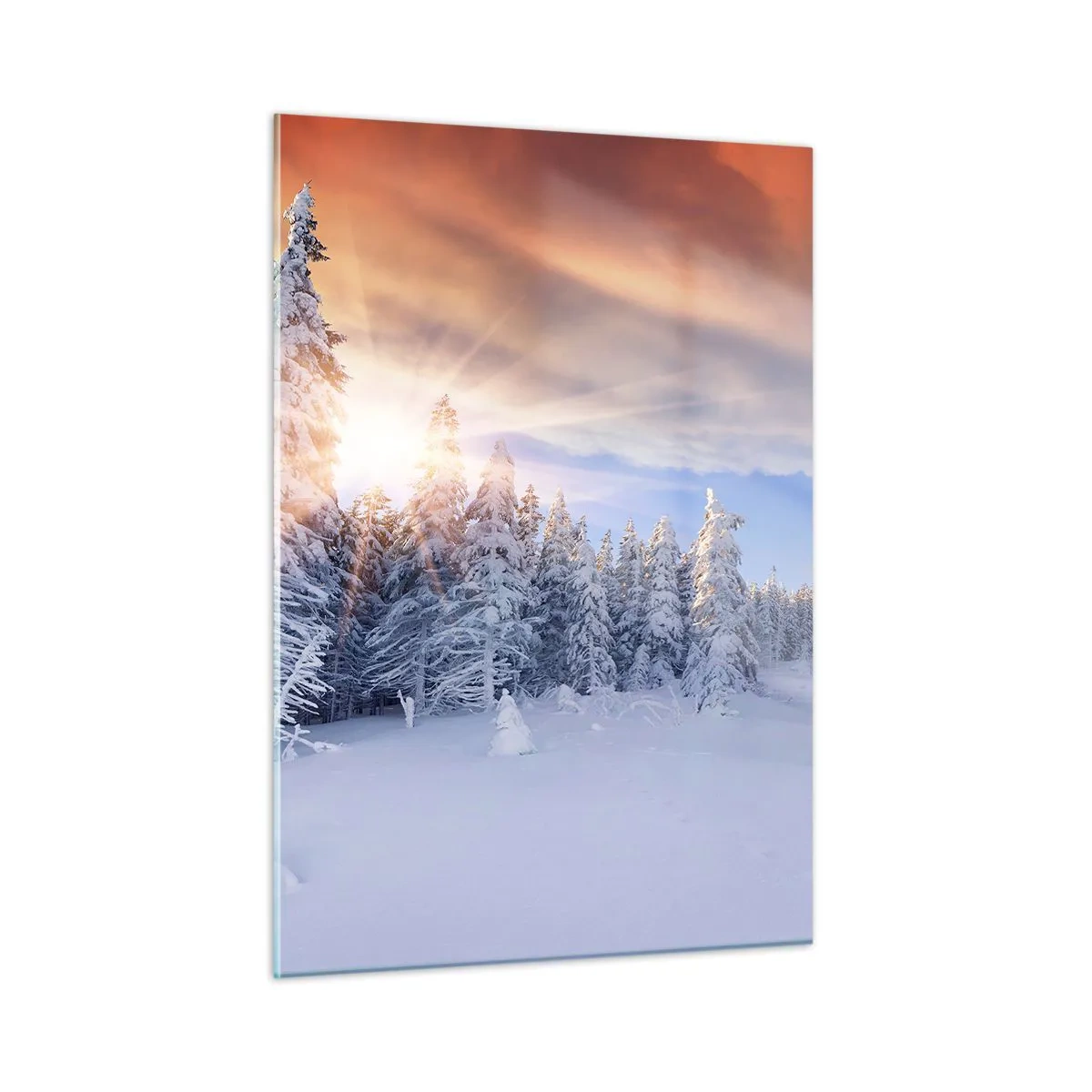Schilderen op glas - Het sneeuwspektakel van de natuur - 50x70 cm