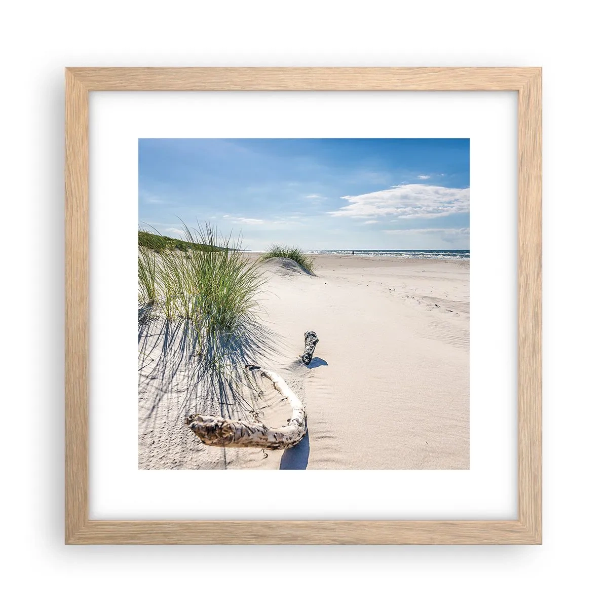 Een poster in een licht eiken lijst - De mooiste zandstrand? Oostzee-strand - 30x30 cm