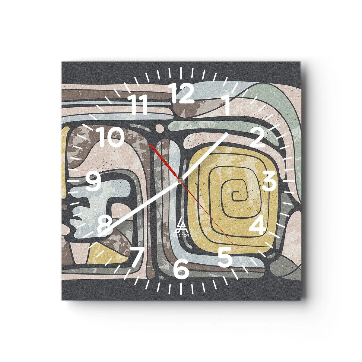 Wandklok - Klok - Abstractie in de precolumbiaanse geest - 40x40 cm