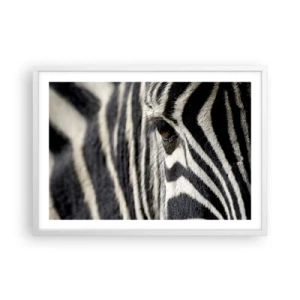 Poster in een witte lijst - Gestreept portret - 70x50 cm