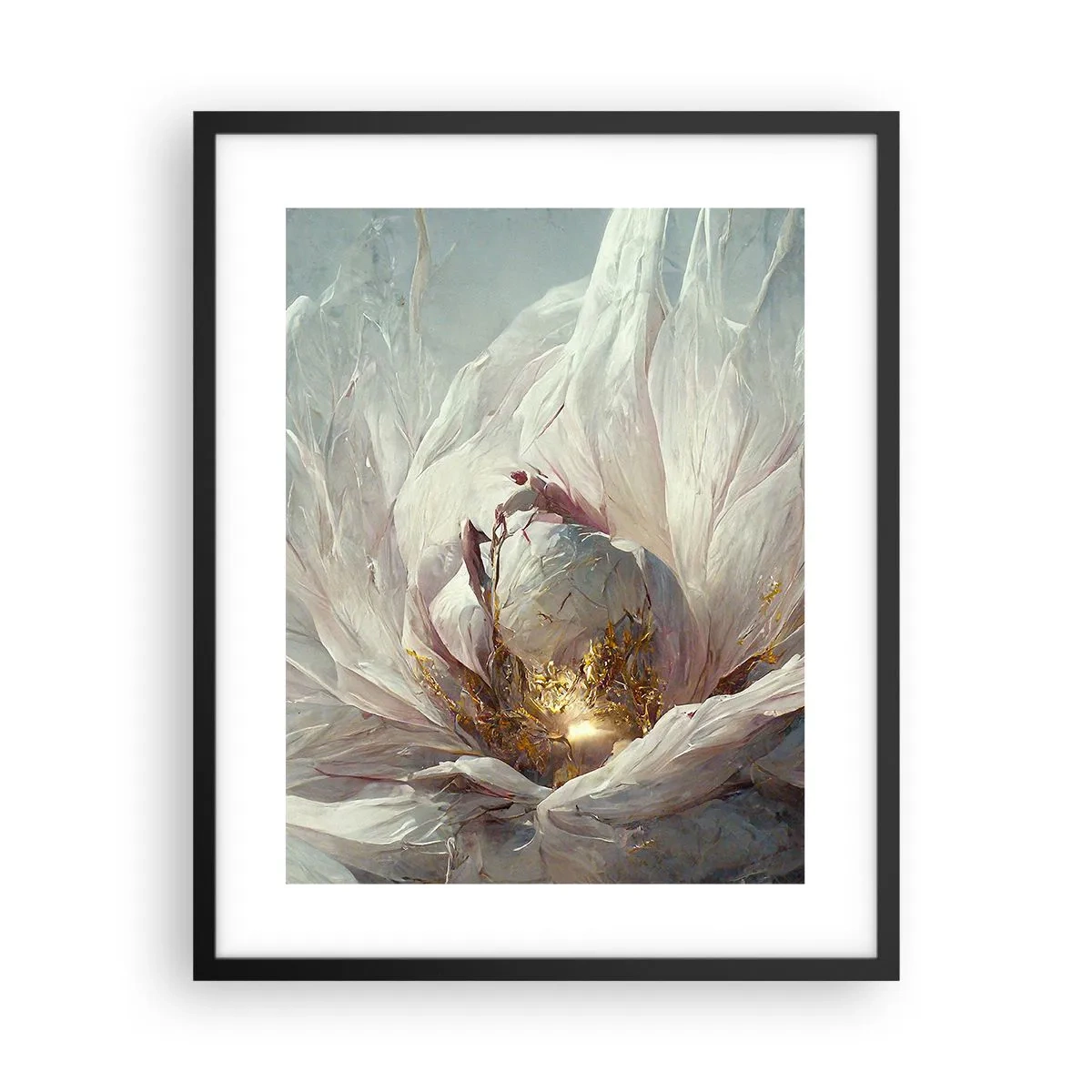 Poster in een zwarte lijst - Hij bloeit eens in de honderd jaar - 40x50 cm