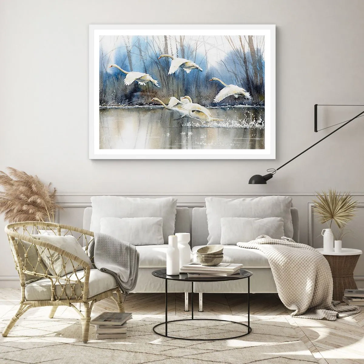 Poster in een witte lijst - Zoals in het sprookje over wilde zwanen - 50x40 cm