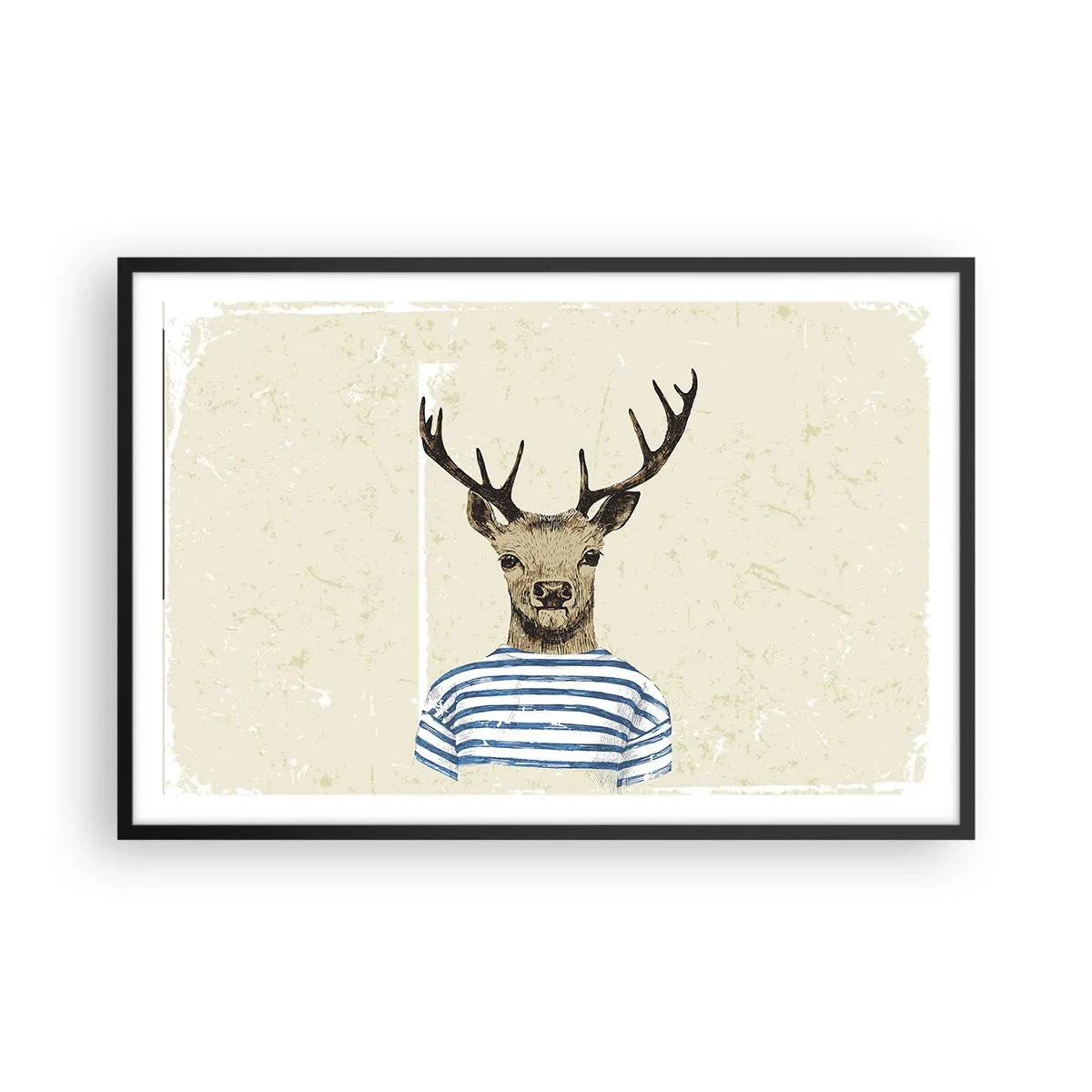 Poster in een zwarte lijst - Omdat ik van gestreepte t-shirts hou! - 91x61 cm