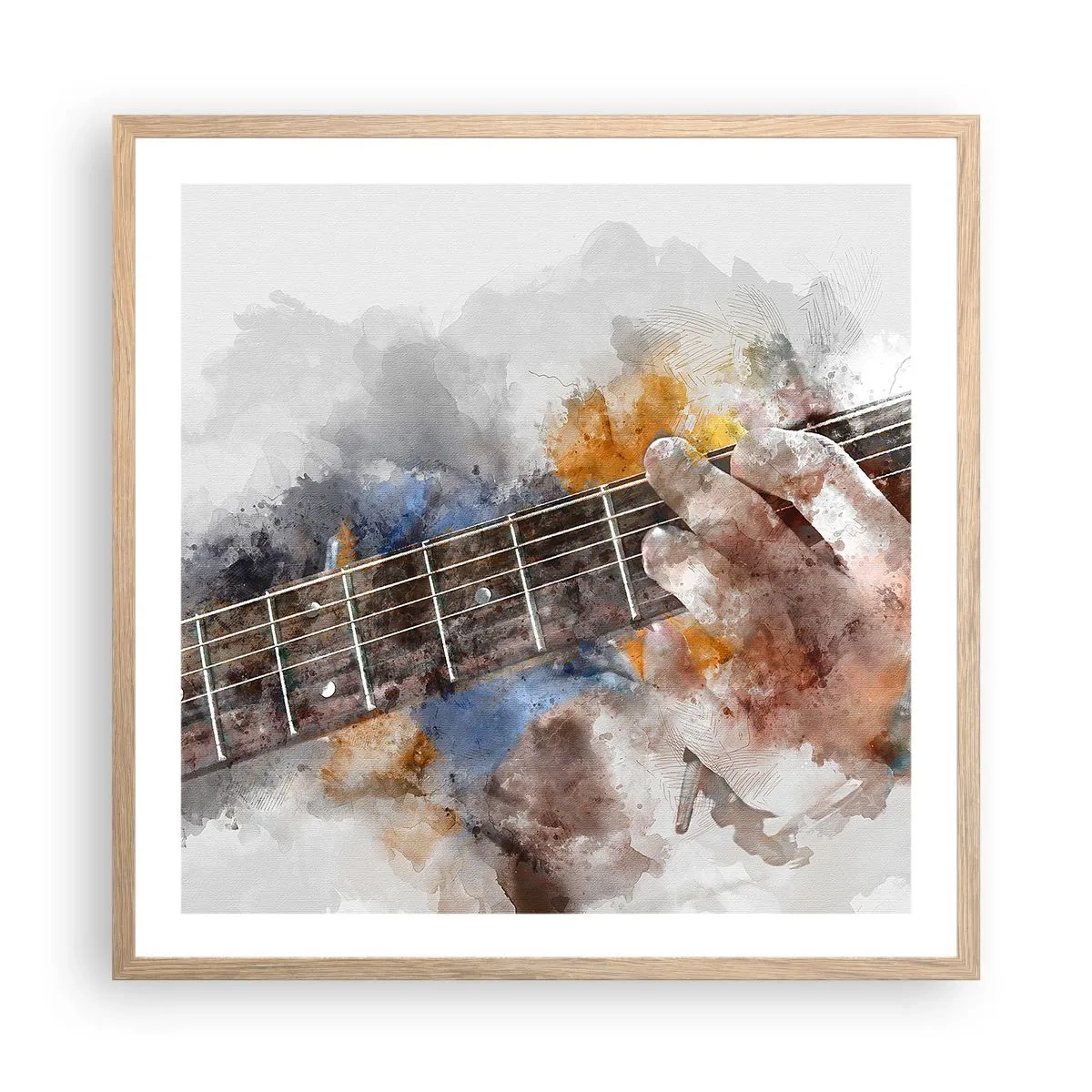 Een poster in een licht eiken lijst - Poëzie tussen de snaren - 60x60 cm