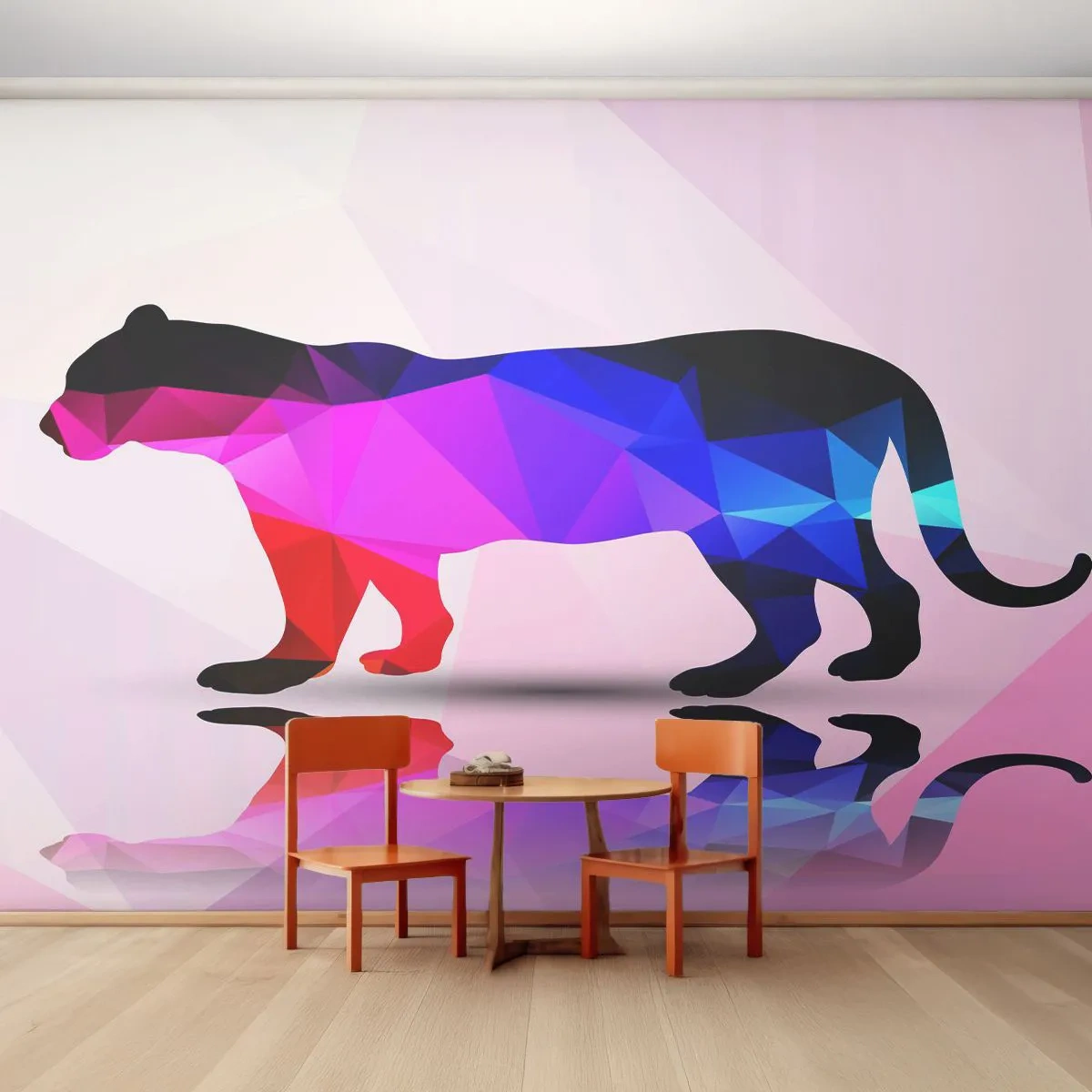 Zelfklevend Fotobehang Deluxe Sticker - Dimenten panter - Dieren, Panter, Geometrische figuur - 250x175 cm