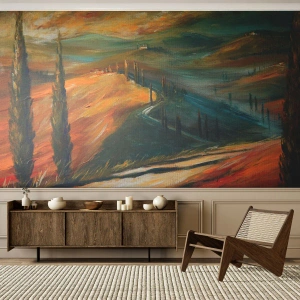 Fotobehang Premium Canvas - Toscaans landschap - Landschap, Toscane, Reizen - 150x105 cm