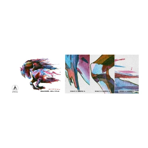 Fotobehang Monster Premium Canvas - In vervoering - Dieren, Abstractie, Paard - 100x30 cm