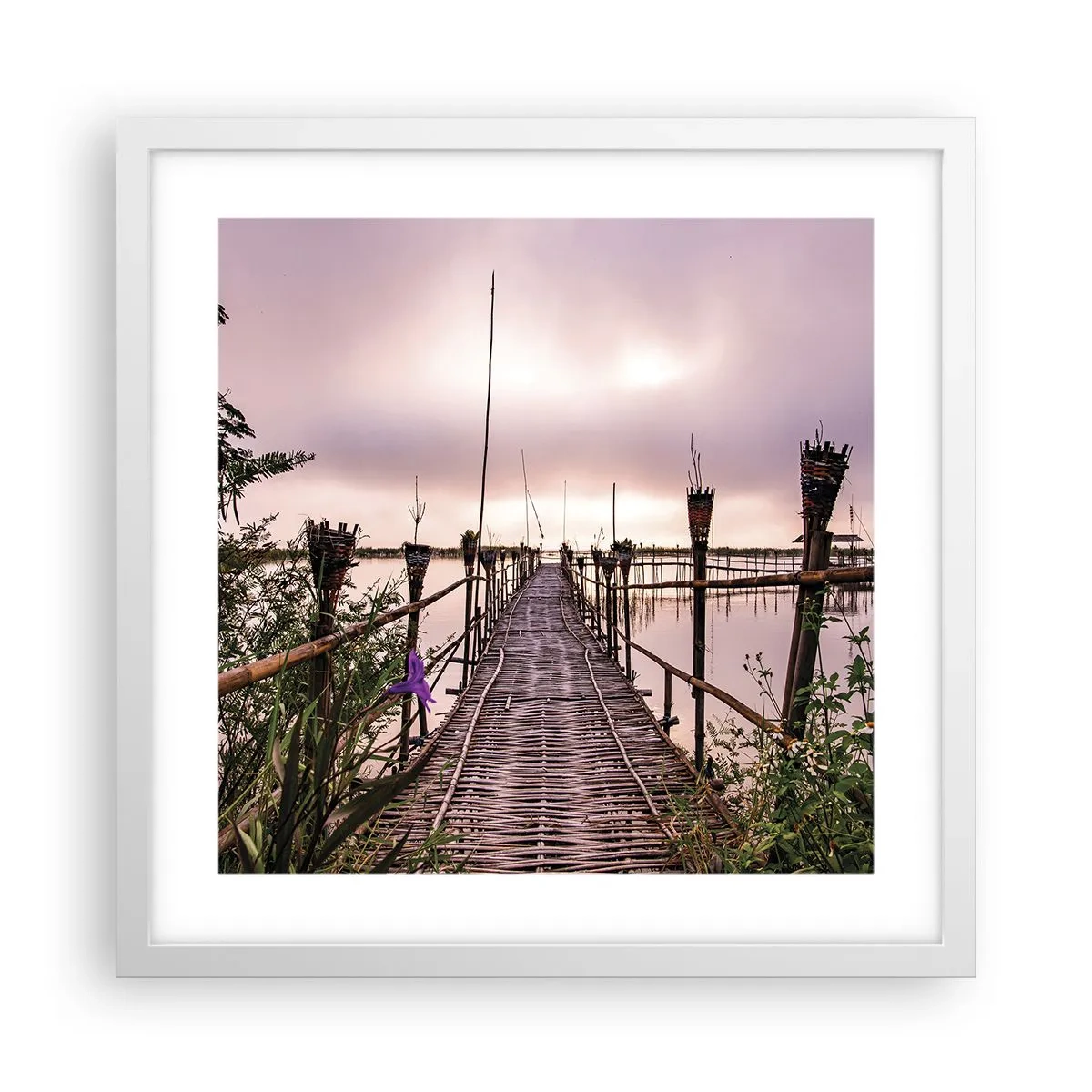 Poster in een witte lijst - Rust en stilte van Azië - 40x40 cm