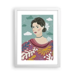 Poster in een witte lijst - Met melancholie in de ogen - 30x40 cm