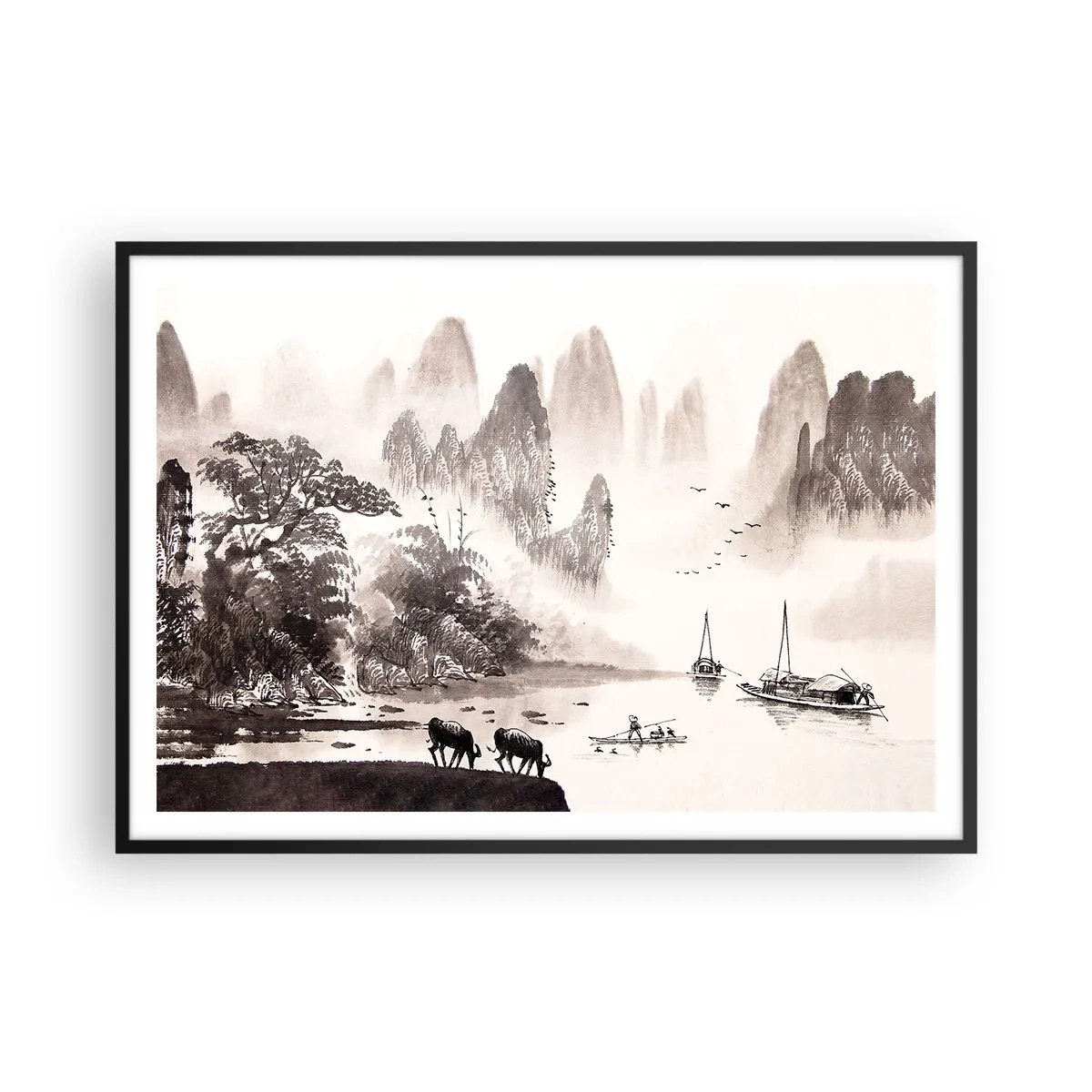 Poster in een zwarte lijst - Het exotische alledaagse leven van het Oosten - 100x70 cm