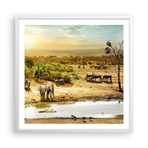 Poster in een witte lijst - "Er stroomde een rivier uit Eden …" - 60x60 cm