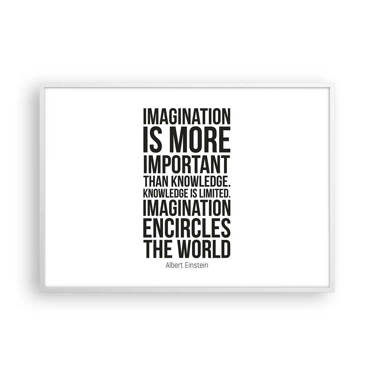 Poster in een witte lijst - Einstein over de kracht van verbeelding - 100x70 cm