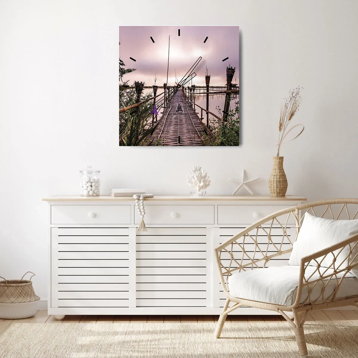 Wandklok - Klok - Rust en stilte van Azië - 30x30 cm