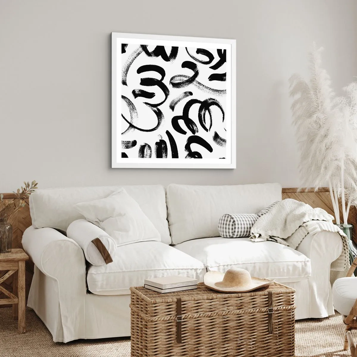 Poster in een witte lijst - Zwart op wit - 50x50 cm