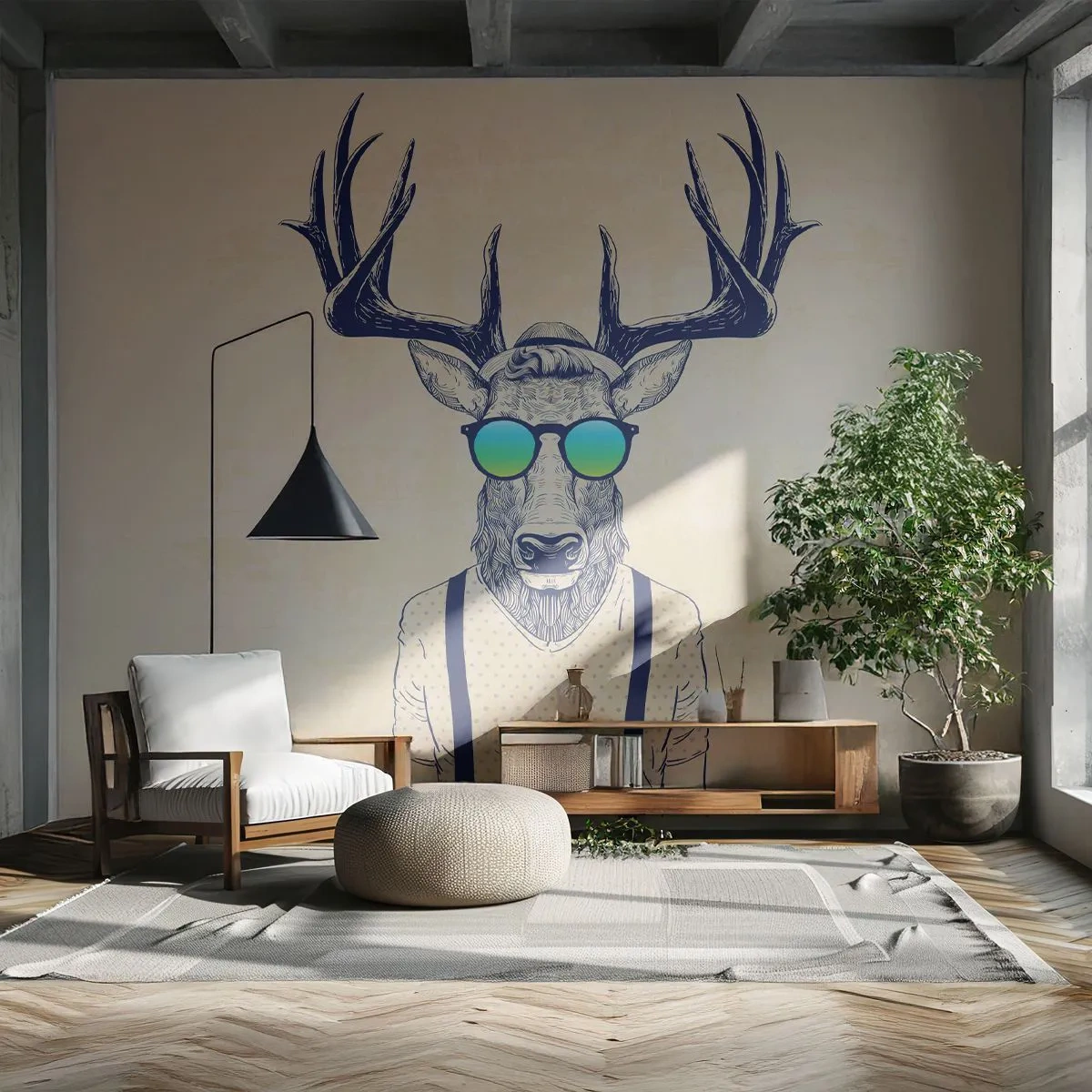 Fotobehang Premium Sand - Wie had je verwacht? - Abstractie, Deel, Hert - 300x210 cm