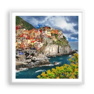 Poster in een witte lijst - Een groepje geklampt an de rots - 60x60 cm