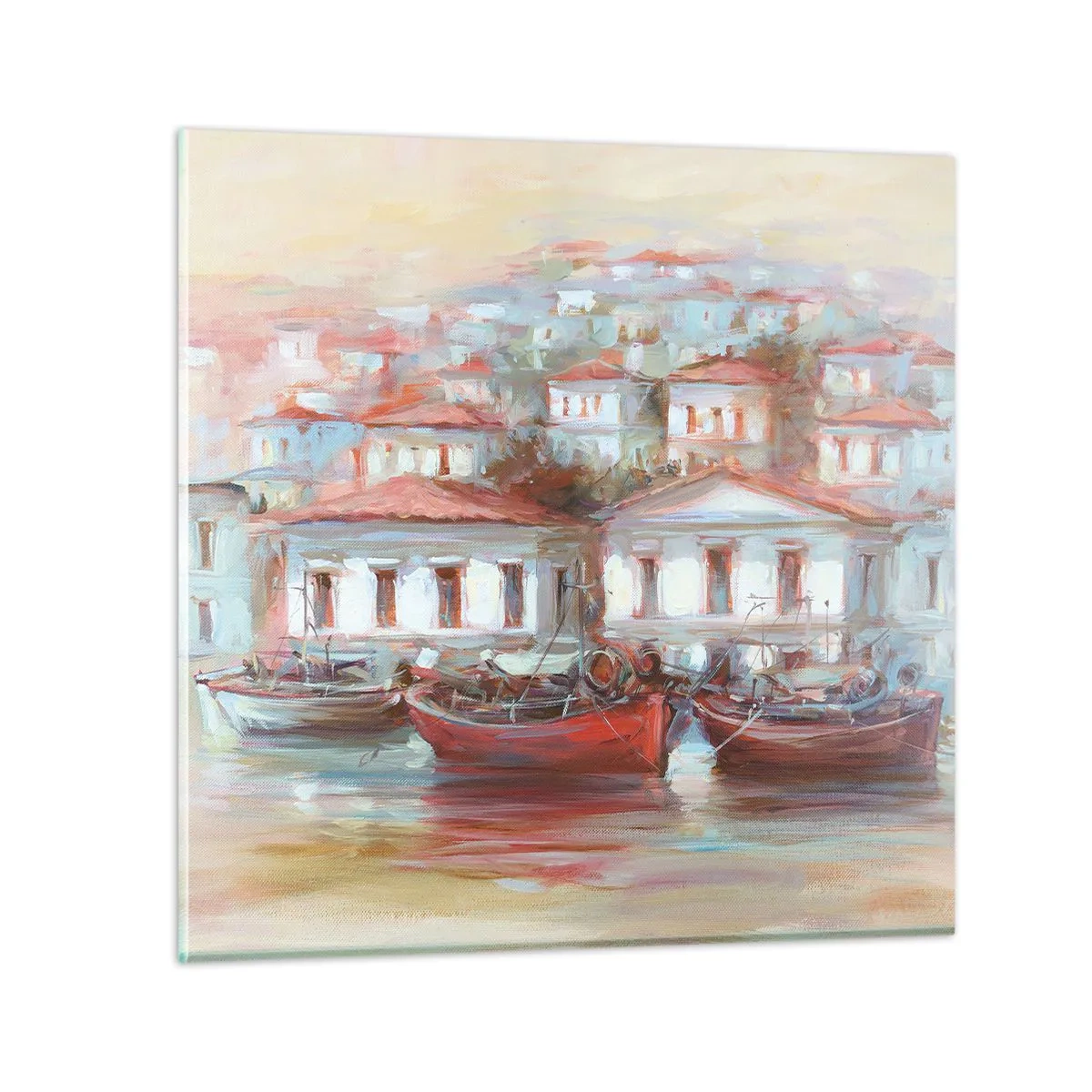 Schilderen op glas - Gelukkige stad - 40x40 cm