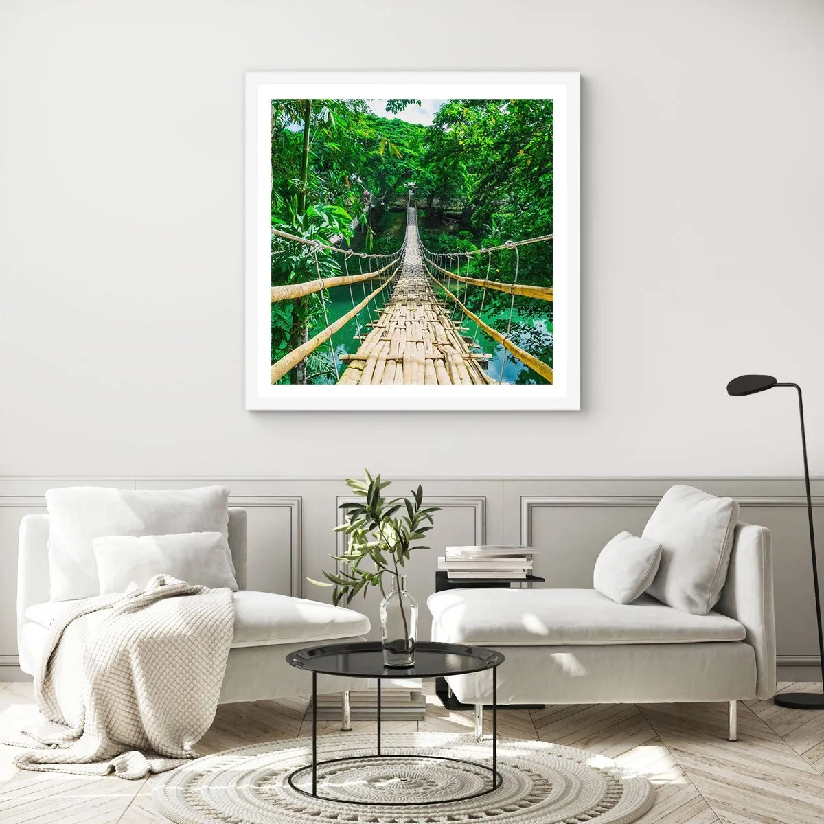 Poster in een witte lijst - Apenbrug over de green - 40x40 cm