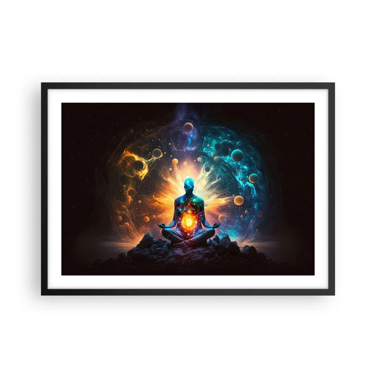 Poster in een zwarte lijst - Kosmische vrede - 70x50 cm