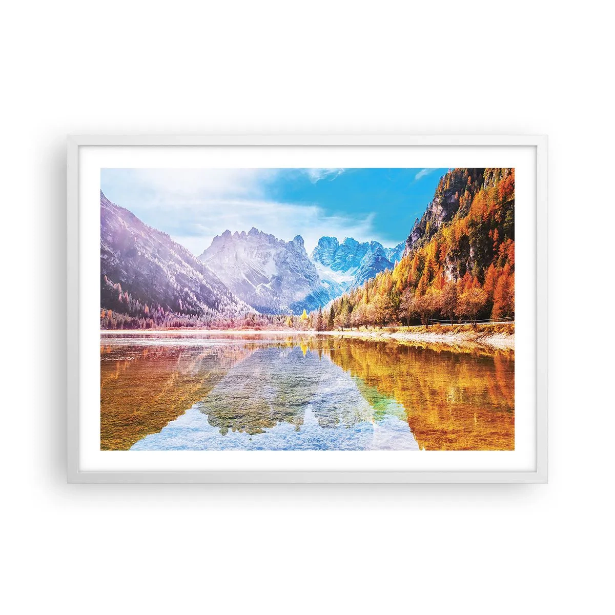 Poster in een witte lijst - En het is al herfst in de bergen - 70x50 cm