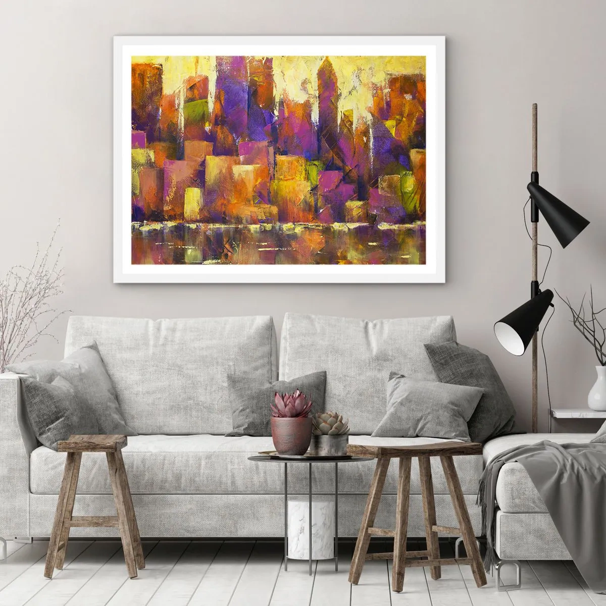 Poster in een witte lijst - Metropolitan compositie - 70x50 cm