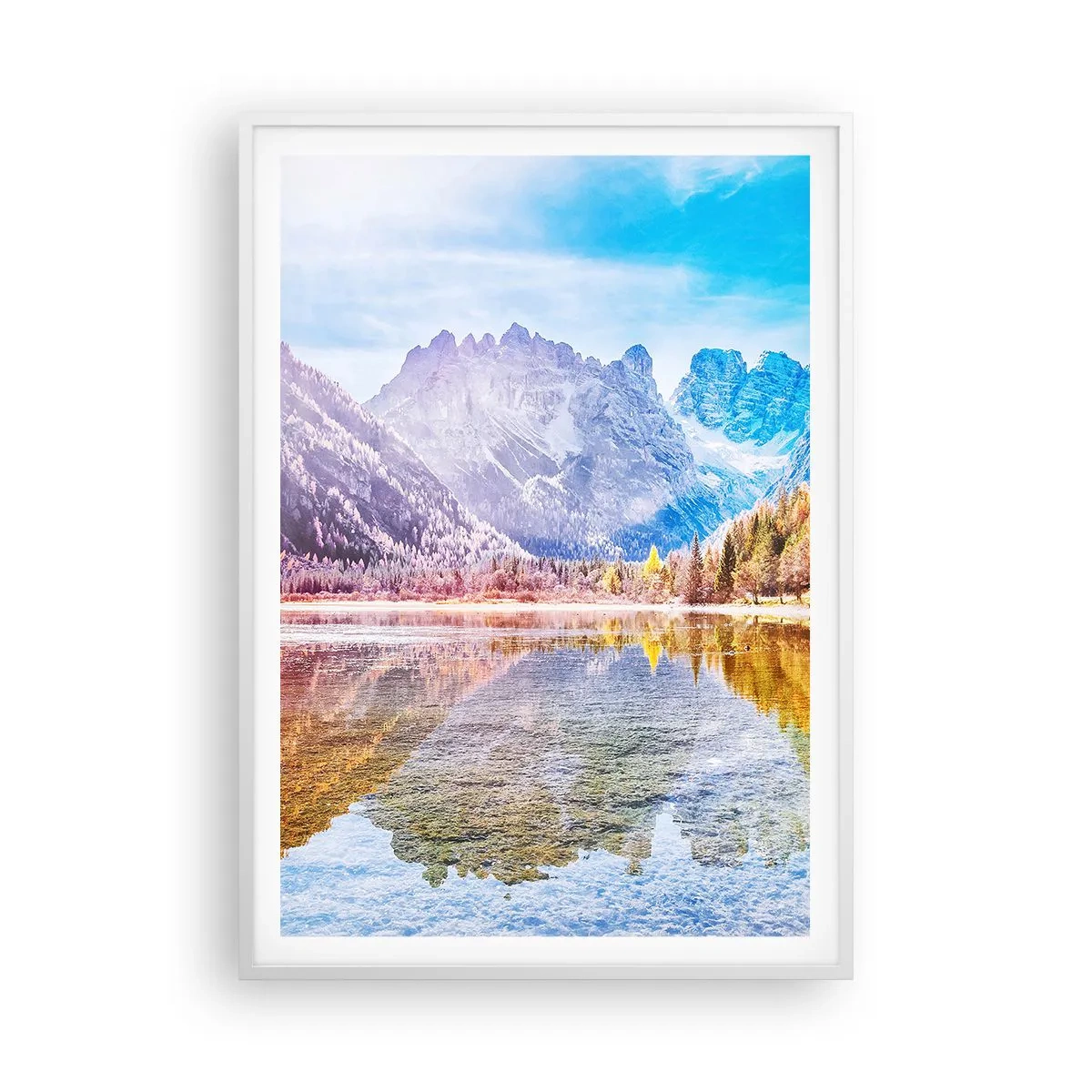 Poster in een witte lijst - En het is al herfst in de bergen - 70x100 cm