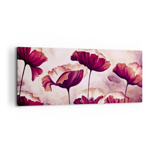 Schilderen op canvas - Rood en wit bloemblad - 100x40 cm