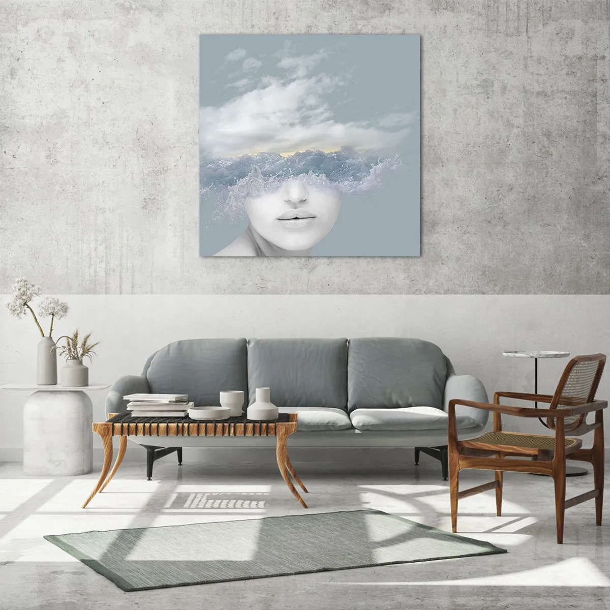 Schilderen op glas - Met hoofd in de wolken - 40x40 cm