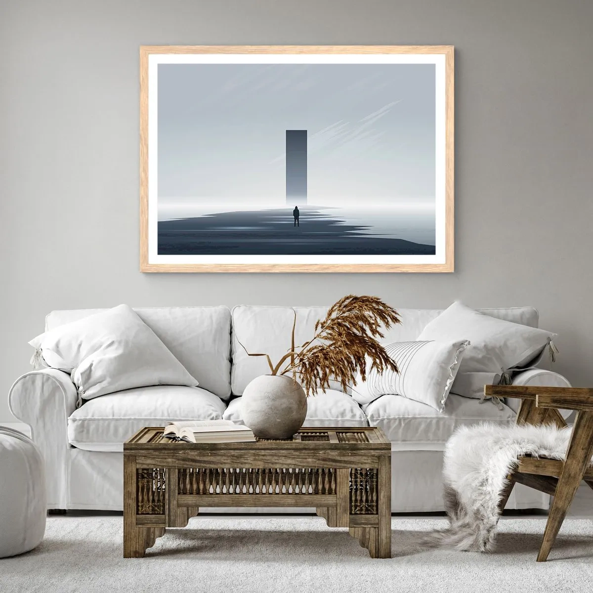 Een poster in een licht eiken lijst - Kans of bedreiging? - 100x70 cm