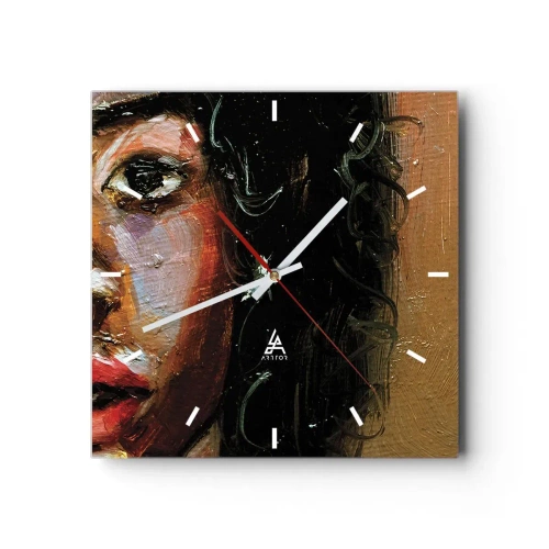 Wandklok - Klok - Zwart en gloed - 30x30 cm