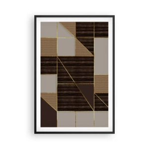 Poster in een zwarte lijst - Een mozaïek van bruin en goud - 61x91 cm
