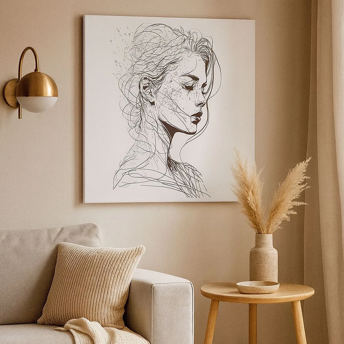 Schilderen op canvas - Portret in gedachten - 30x30 cm