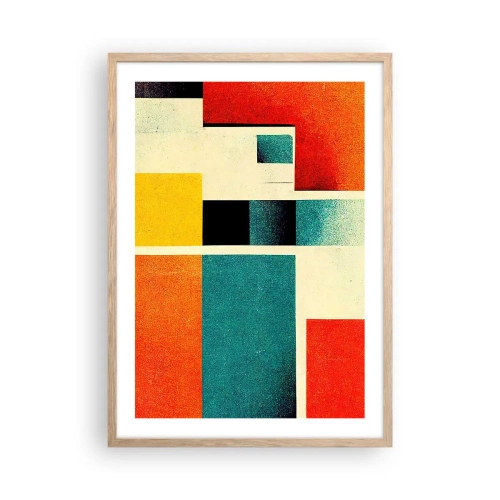 Een poster in een licht eiken lijst - Geometrische abstractie – goede energie - 50x70 cm