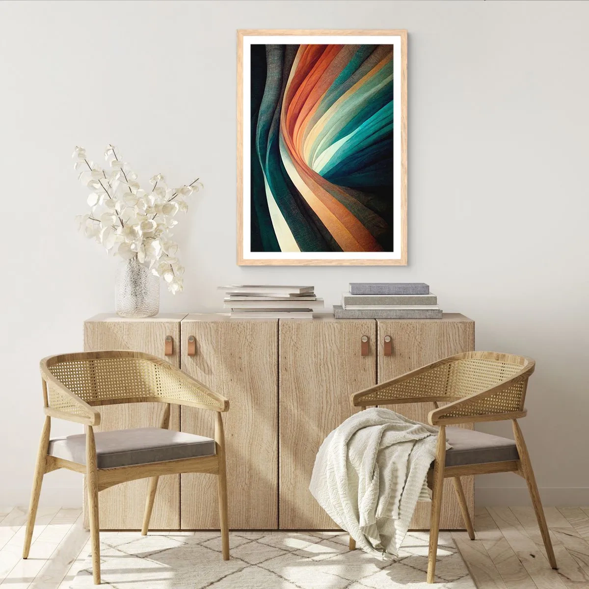 Een poster in een licht eiken lijst - Geweven uit kleuren - 70x100 cm