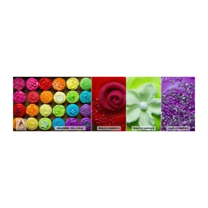 Fotobehang Staaltje Standard Eco - Elk anders - allemaal lekker  - Gastronomie, kleurrijke koekjes, 3D - 100x30 cm