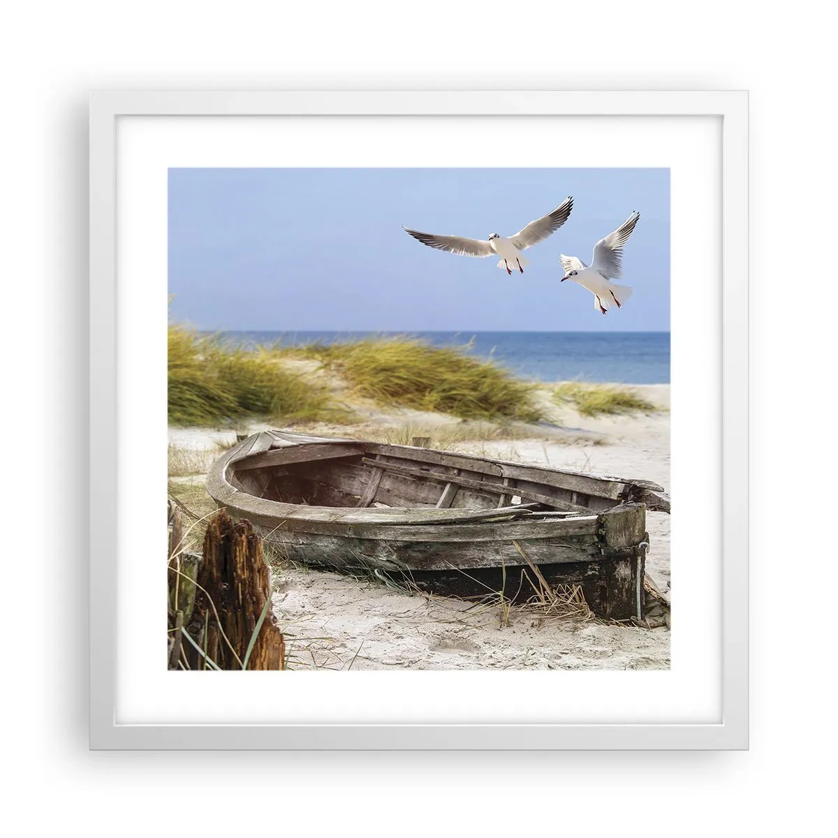 Poster in een witte lijst - Badend in de wind - 40x40 cm