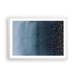 Poster in een witte lijst - Samenstelling - blauwe fasen - 70x50 cm