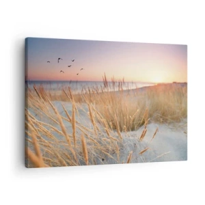 Schilderen op canvas - Zonsondergangstrand met hoog gras - 70x50cm - Het Baltische slaapliedje - Moderne wanddecoratie voor woonkamer en slaapkamer ARTTOR