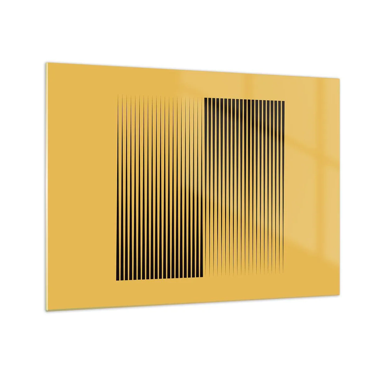 Schilderen op glas - Zwarte verticale lijnen creëren een geometrische illusie - 70x50cm - Vierkant van tegenpolen - Moderne wanddecoratie voor woonkamer en slaapkamer ARTTOR