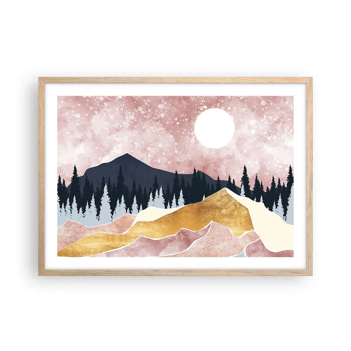 Een poster in een licht eiken lijst - Nachtwacht - 70x50 cm