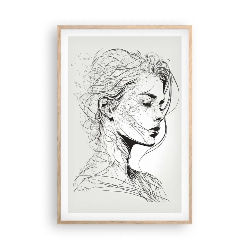 Een poster in een licht eiken lijst - Portret in gedachten - 61x91 cm